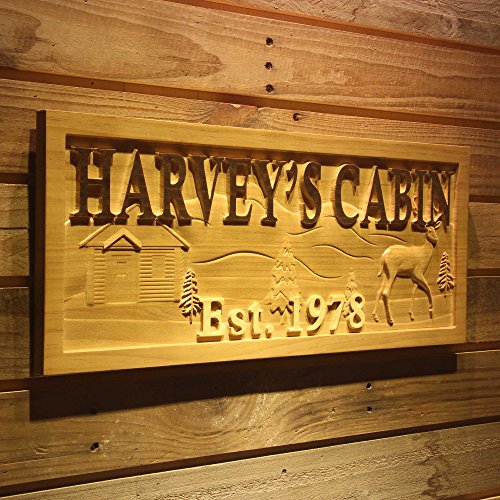 Advpro Wpa0102 Name Personalized Cabin Forest House Deer Wood Engraved Wooden Sign - Standard 23" X 9.25" #TOP2