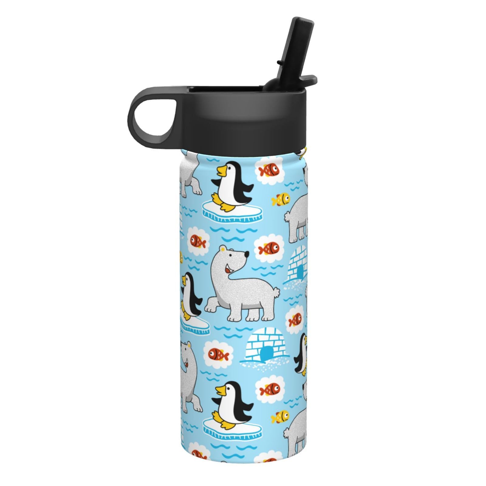 Amazon｜シロクマ ペンギン ブルー 水筒 スポーツボトル 魔法瓶