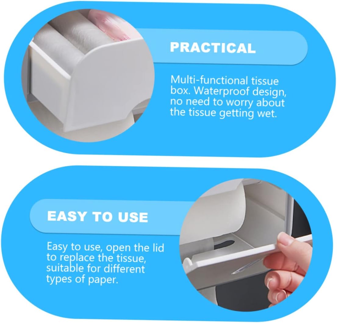 Multi-Functional Tissue Storage Box and Toilet Paper Dispenser Wall-Mounted Bathroom Organizer Shelf Grey for Easy Access and Space-Saving