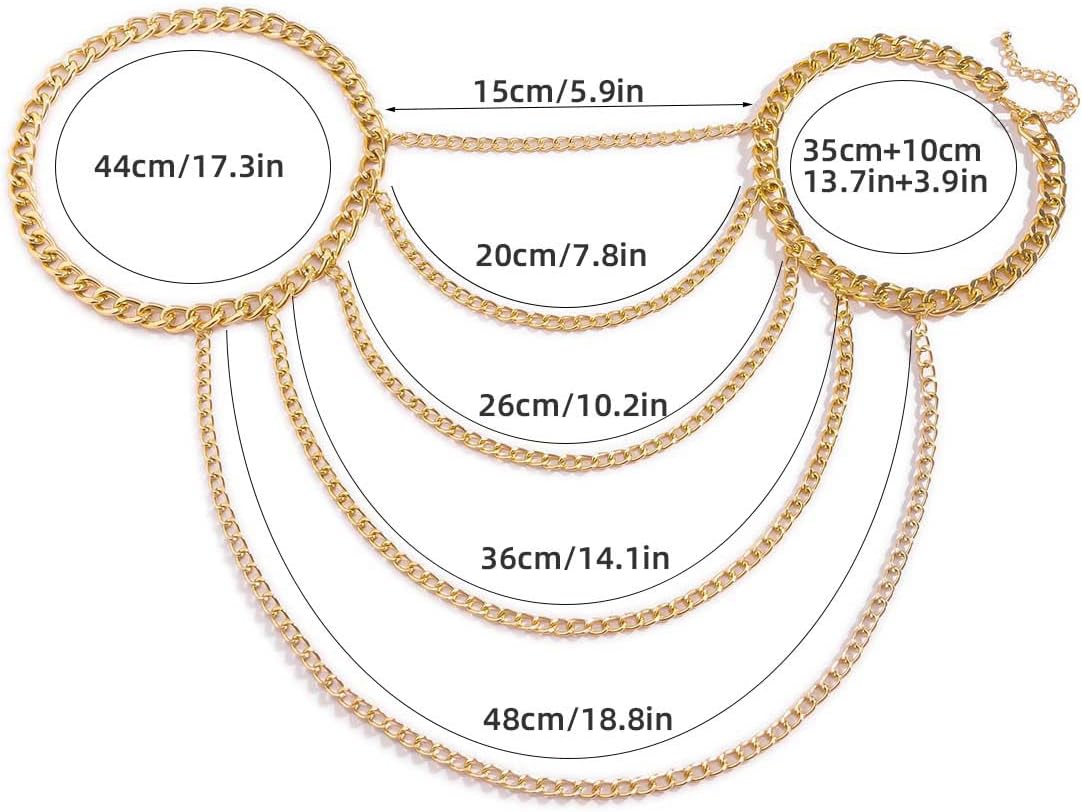 WeeH Shoulder Necklace Chain Body Jewelry Layered Shoulder Jewelry Accessory at Party Beach Summer Holidays Halloween Costume image 3
