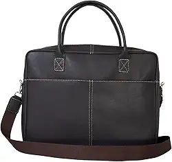 Bolsa de couro maleta pasta para notebook de 15,6 polegadas Estudantes Médicos Advogados (Café)