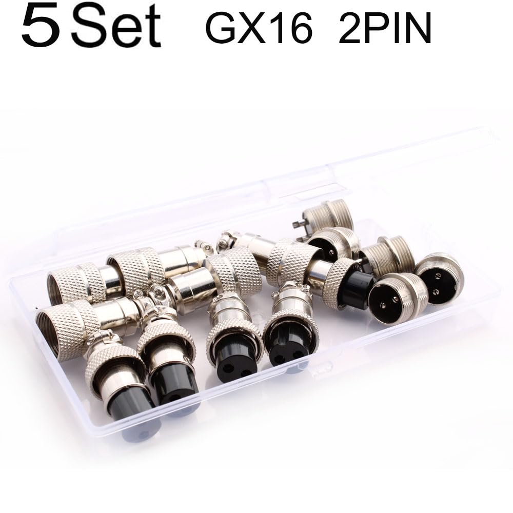 Connecteur Aviation GX16 2 Broches - Lot De 20 (10 Mâles + 10 Femelles), 5A, Métal, Pour Câblage électronique