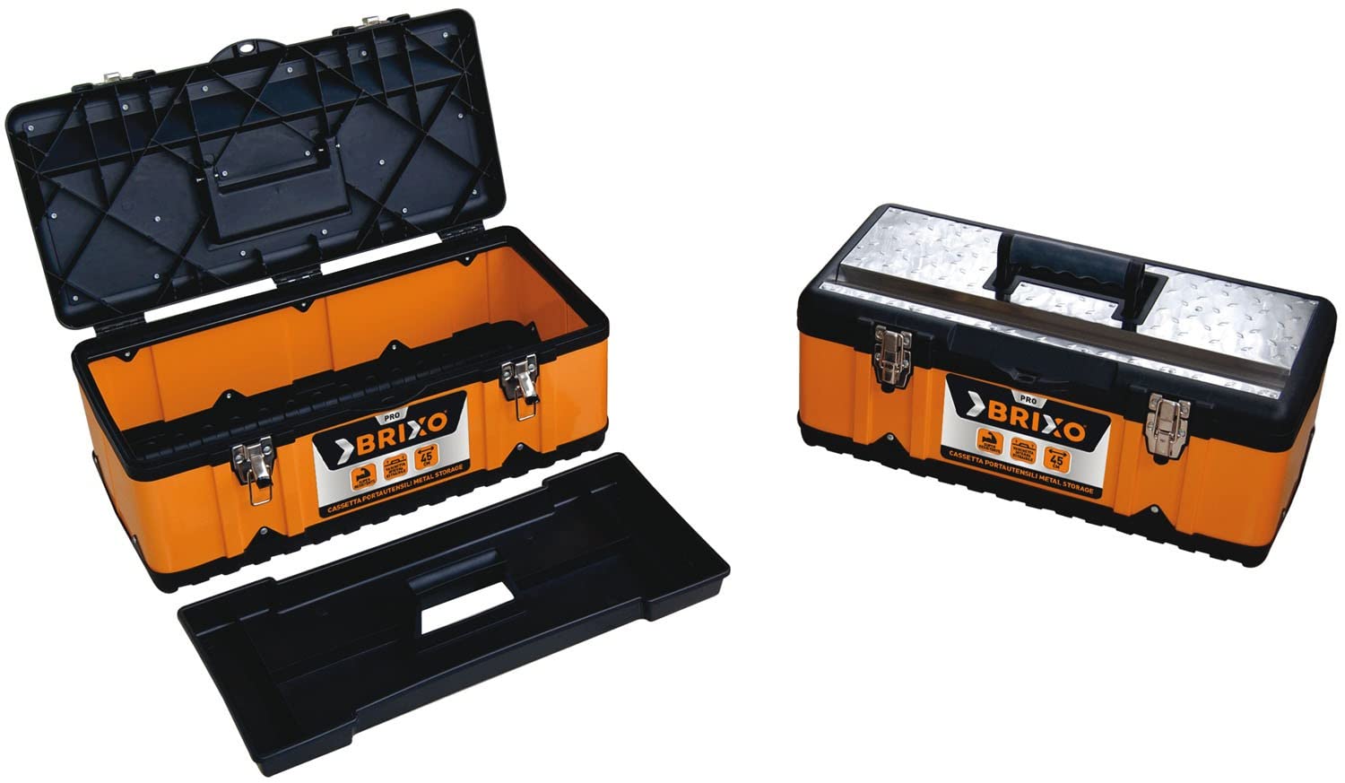 Caja de herramientas de metal 55 x 29 x 22 cm con bandeja Brixo
