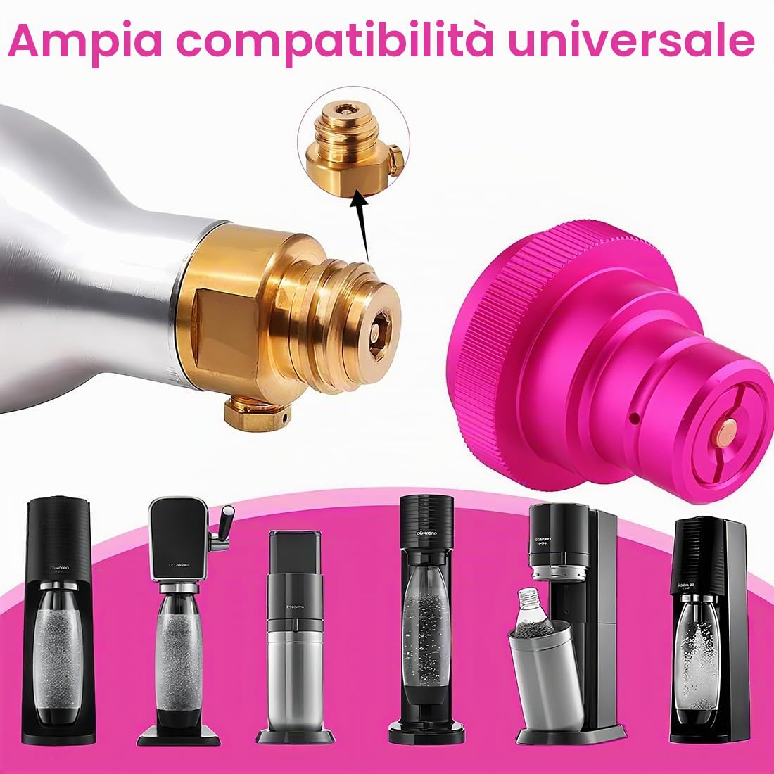 XPEX 1 Pezzi Adattatore Rapido CO2 per SodaStream, Compatibile con Duo/Art/Terra, TR21-4 Filetto Trapezoidale, Ricarica Bombola Soda Maker, Porpora（A）
