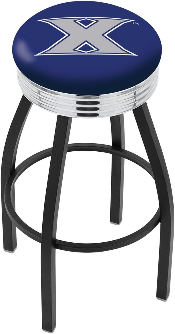 L8B3C Xavier 25" Swivel Counter Stool with a Black Wrinkle and Chrome Finish