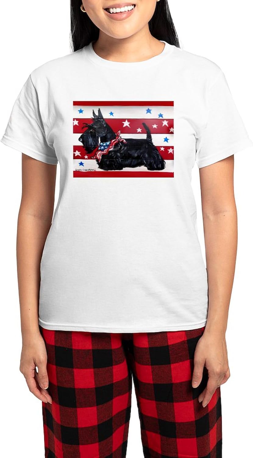 CafePress American Scottie Pajamas Women's Novelty Cotton Pajama Set, Comfortable PJ Sleepwear