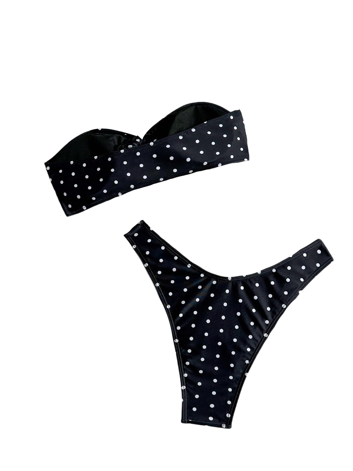 GORGLITTER Bandeau, bikini da donna, set da bagno a pois, costume da bagno a fascia, bikini con taglio outs, senza spalline, set da bagno da spiaggia
