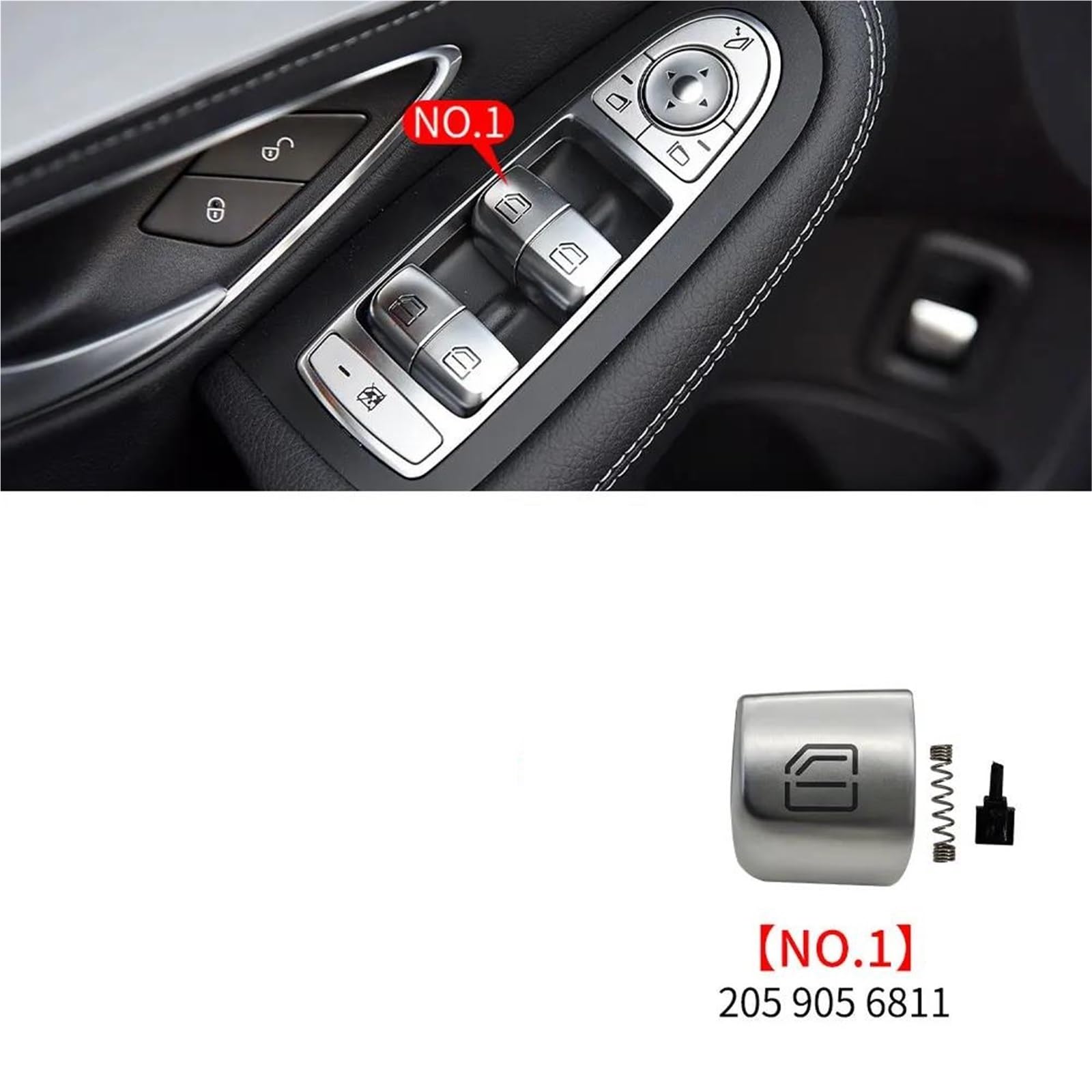 Bouton-poussoir Lève-vitre Pour Benz W205 W253 Bouton Commutation Fenêtre Électrique Voiture Couvercle C Pour GLC Pour Classe C180 Pour GLC260(1 jeu)