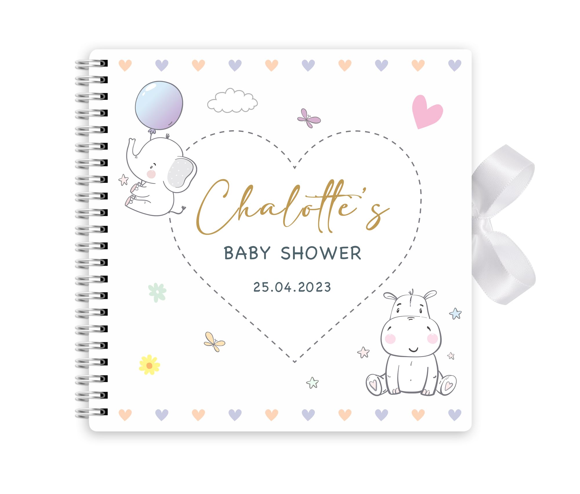 Personalised Baby Shower Book Photo Album Memory Large Guest Scrapbook - 30cm x 30cm (Elephant)