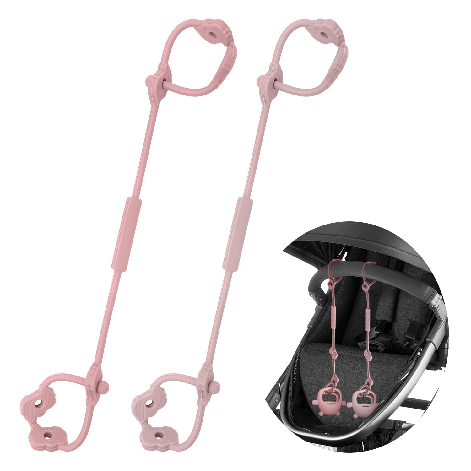 Baby Spielzeug Schnullerkette Silikon Cup Catcher, BPA-frei Sicherheitsgurte für Spielzeug, Trinkbecher Halteriemen für Kinderwagen Hochstuhl Autositz, Babytrage/Autositz 2 Stück
