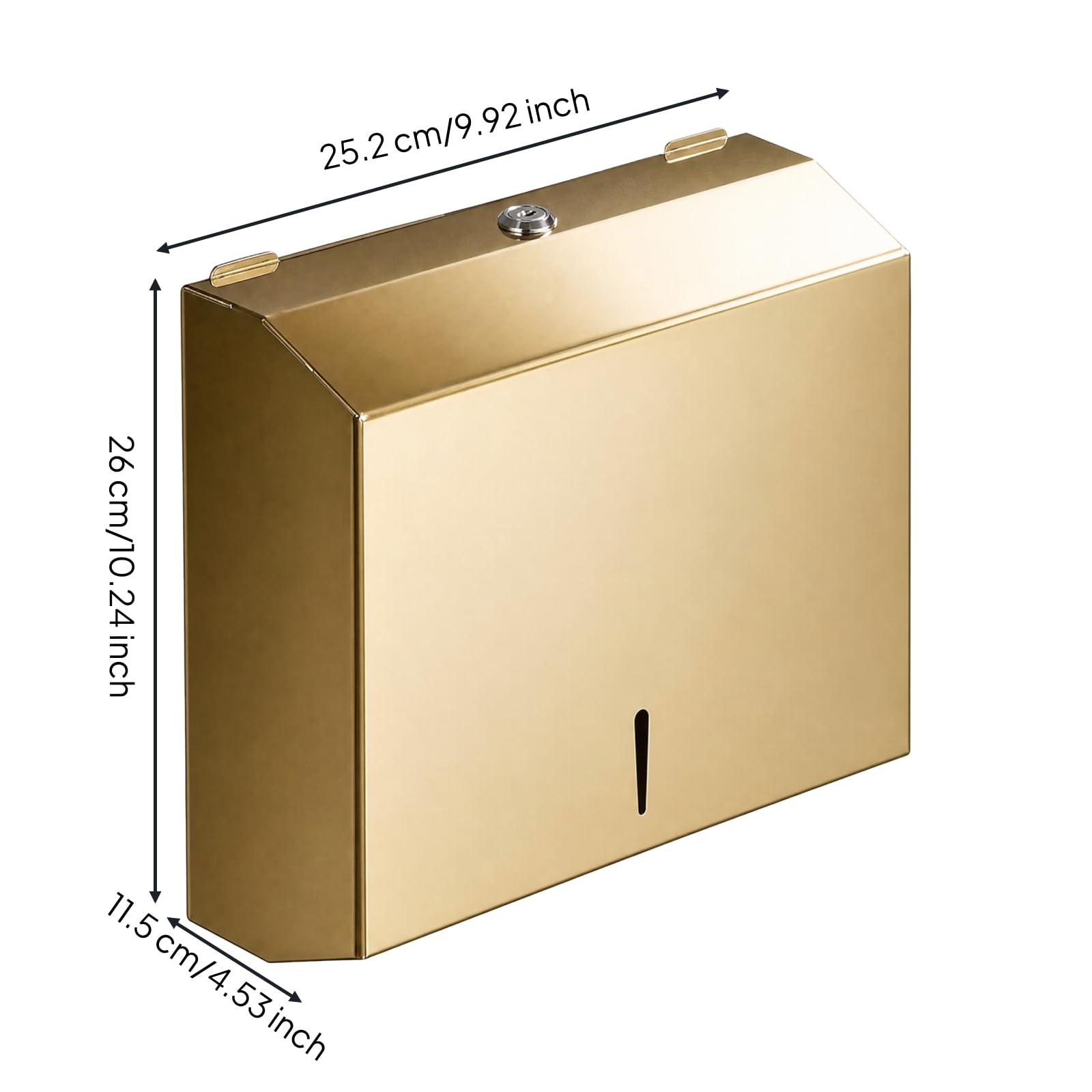 Dispensador Pared Acero Inoxidable Resisn Papel Pared lgado Organizador Inodoro para Áreas Baño Comerciales, Oro