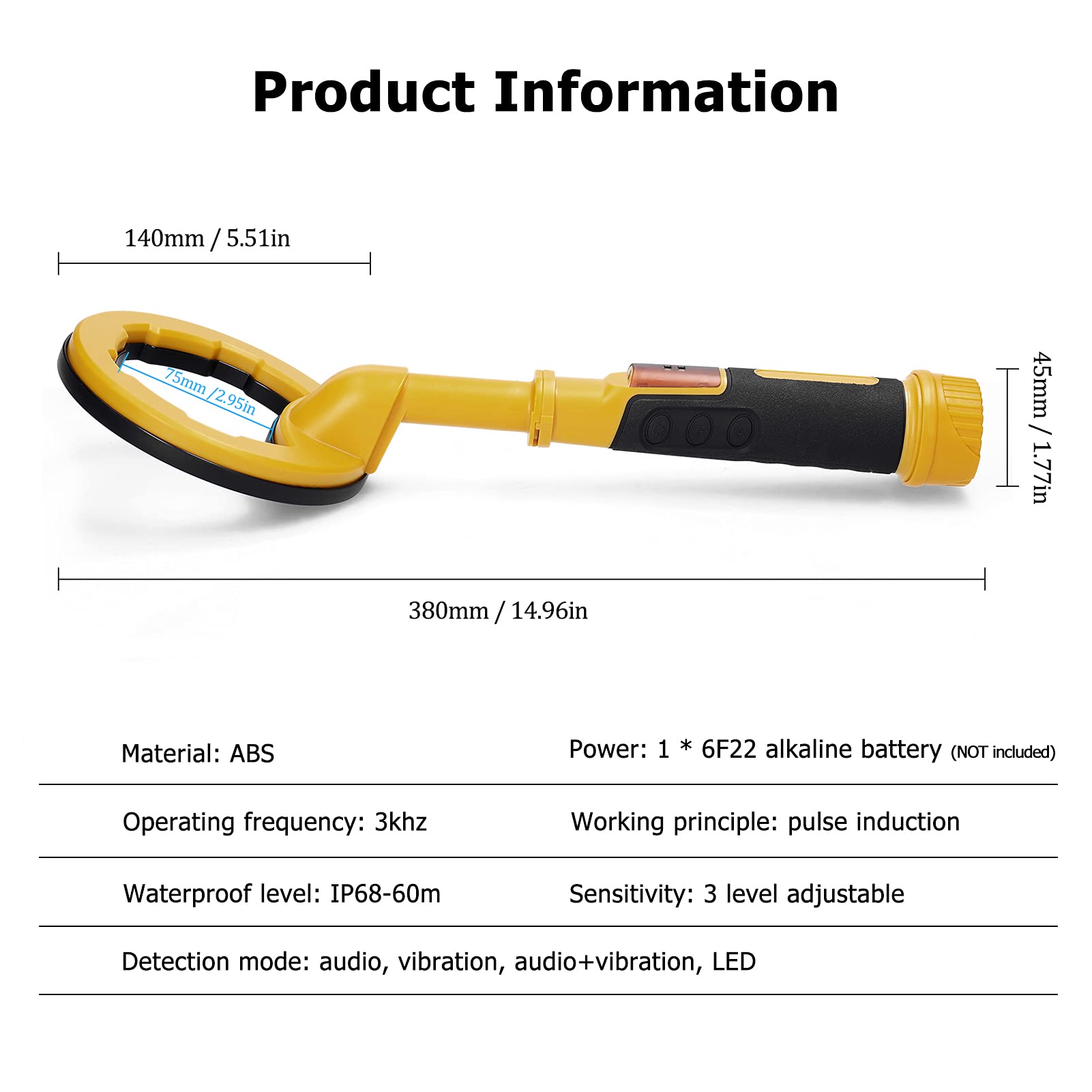 2 en 1 Détecteur de Métaux + Pointeur, Détecteur D’Or Étanche Ip68 Portable, Localisateur de Métaux sous-Marins, Chasseur de Métaux de Plongée, Chercheur de Trésors