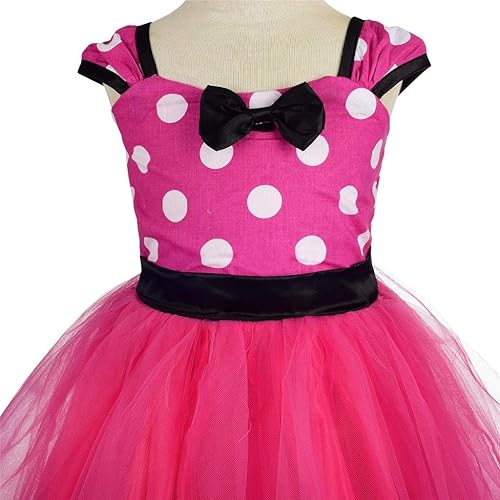 Miniatura 4 de Dressy Daisy Disfraz de lunares para niña pequeña, vestidos de tul con diadema, talla 8-10, rosa intenso 203
