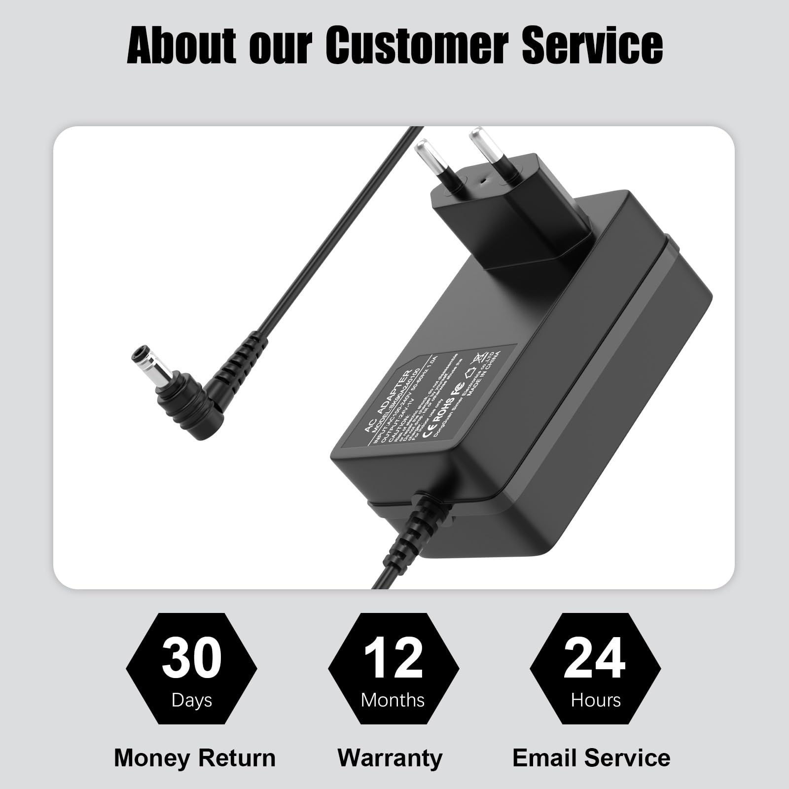 24V 1A Transformer 24W Zasilacz 24W do speedportu, routera, budzika radiowego, taśmy LED, pasków świetlnych, aparatu, zestawu górnego itp. Kabel ładowania Adapter 5.5±2.1mm Kabel 1.8m