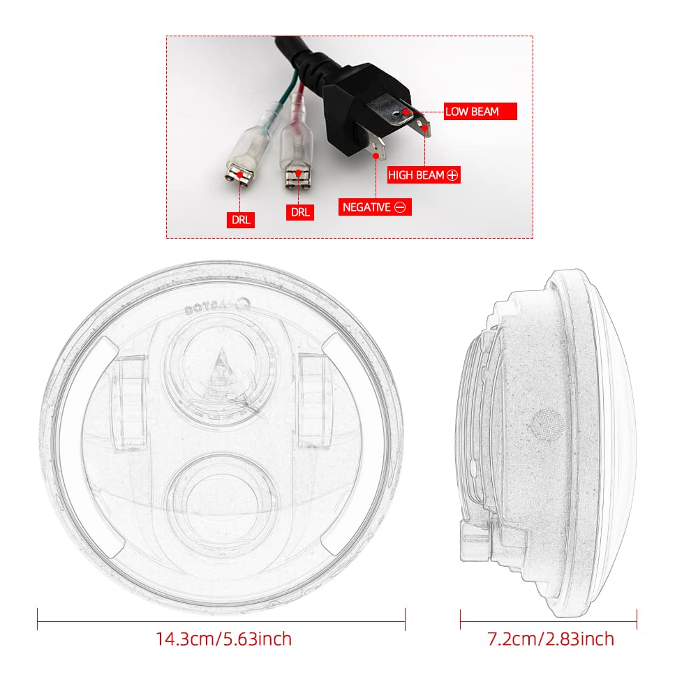 Phare Moto LED Rond étanche 5,75 Pouces - Puissance 3000LM, Blanc - Compatible Universel