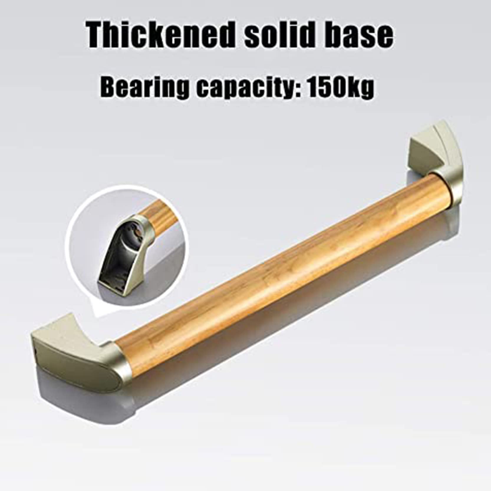 Barra de agarre de madera para baño, antideslizante, ayuda de seguridad para ancianos y discapacitados, montaje en pared oculto con accesorios de metal, 1 paquete