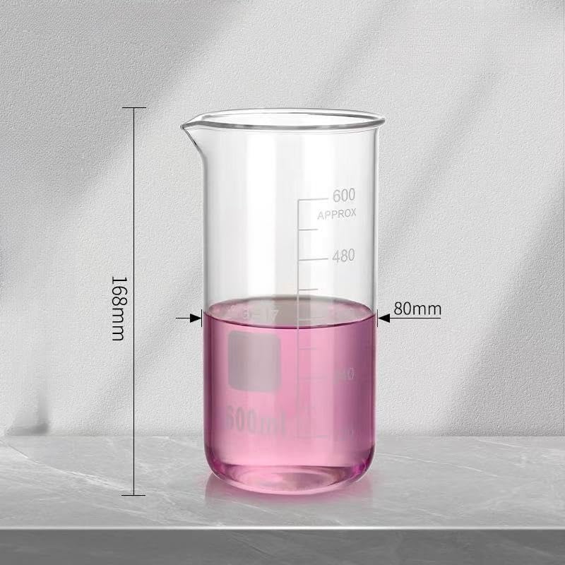 Probeta graduada de vidrio, Juego de vasos precipitados graduados vidrio borosilicato laboratorio 50-2000 ml(600ml)