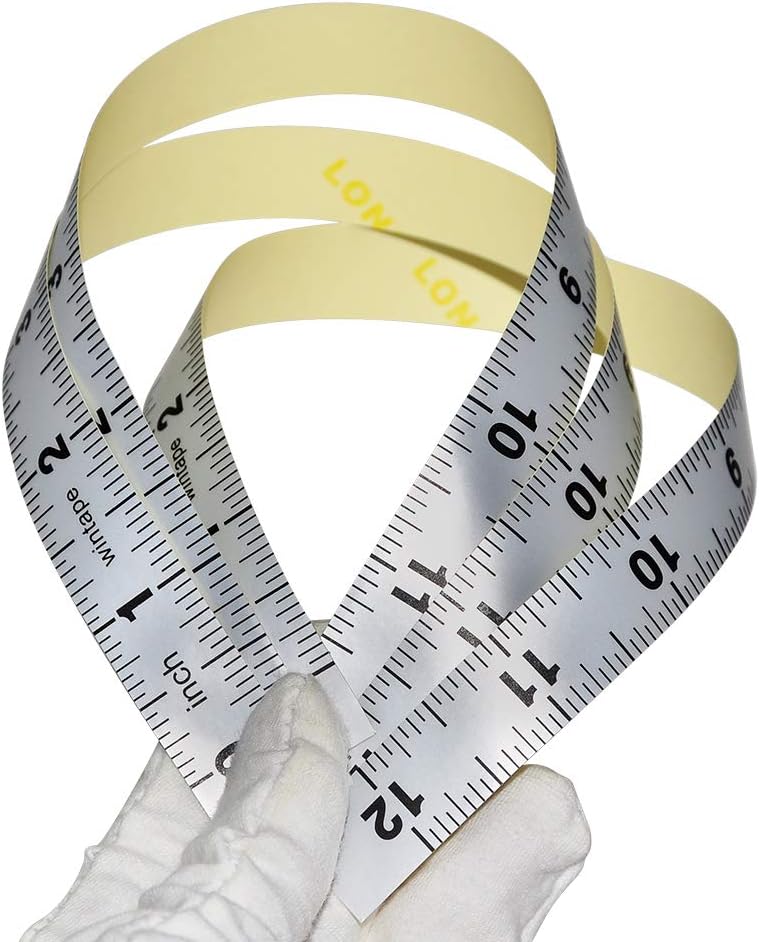 Wintape Pack of 5pcs 12inch 30cm Short Adhesive Table Sticky Measuring Tape Ruler Self-Adhesive Tape Measure (inches)