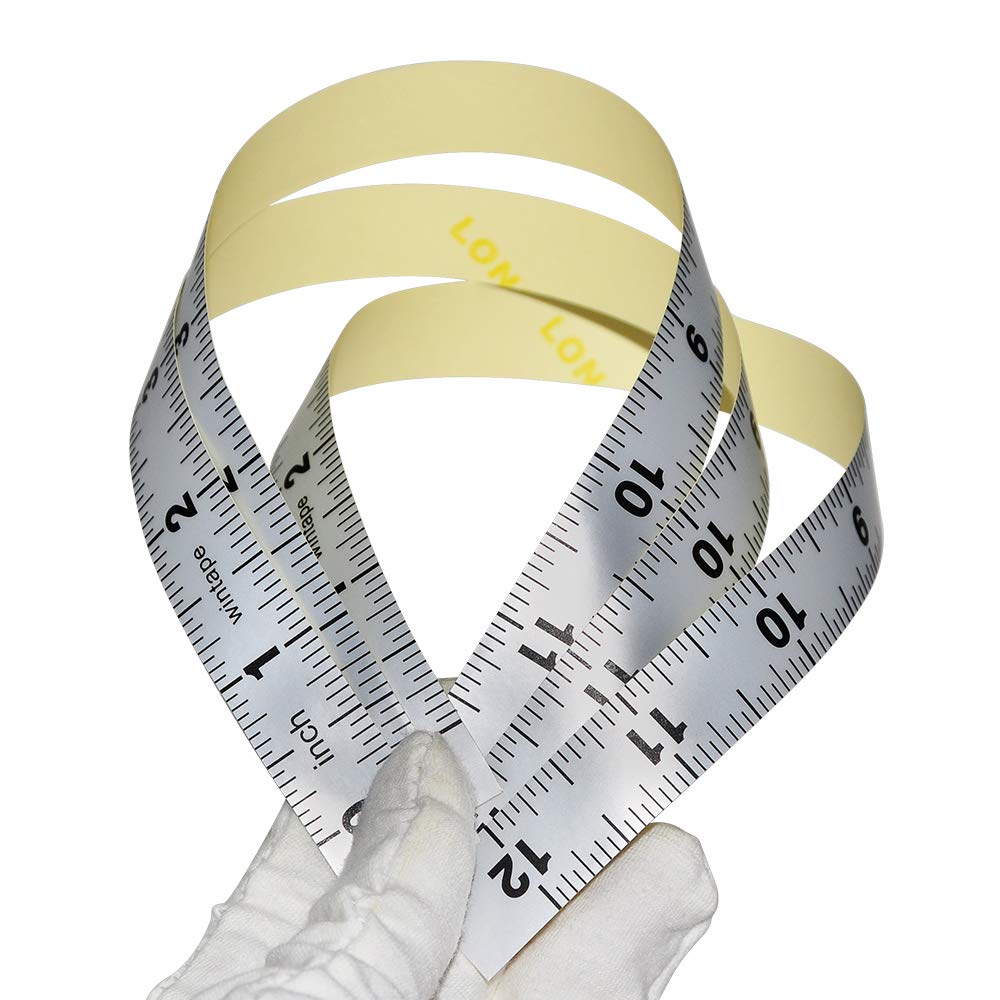 WIN TAPE Pack of 1pc 12 Inches Short Adhesive Table Sticky Measuring Tape Ruler Self-Adhesive Tape Measure (Start from Middle - Inches)