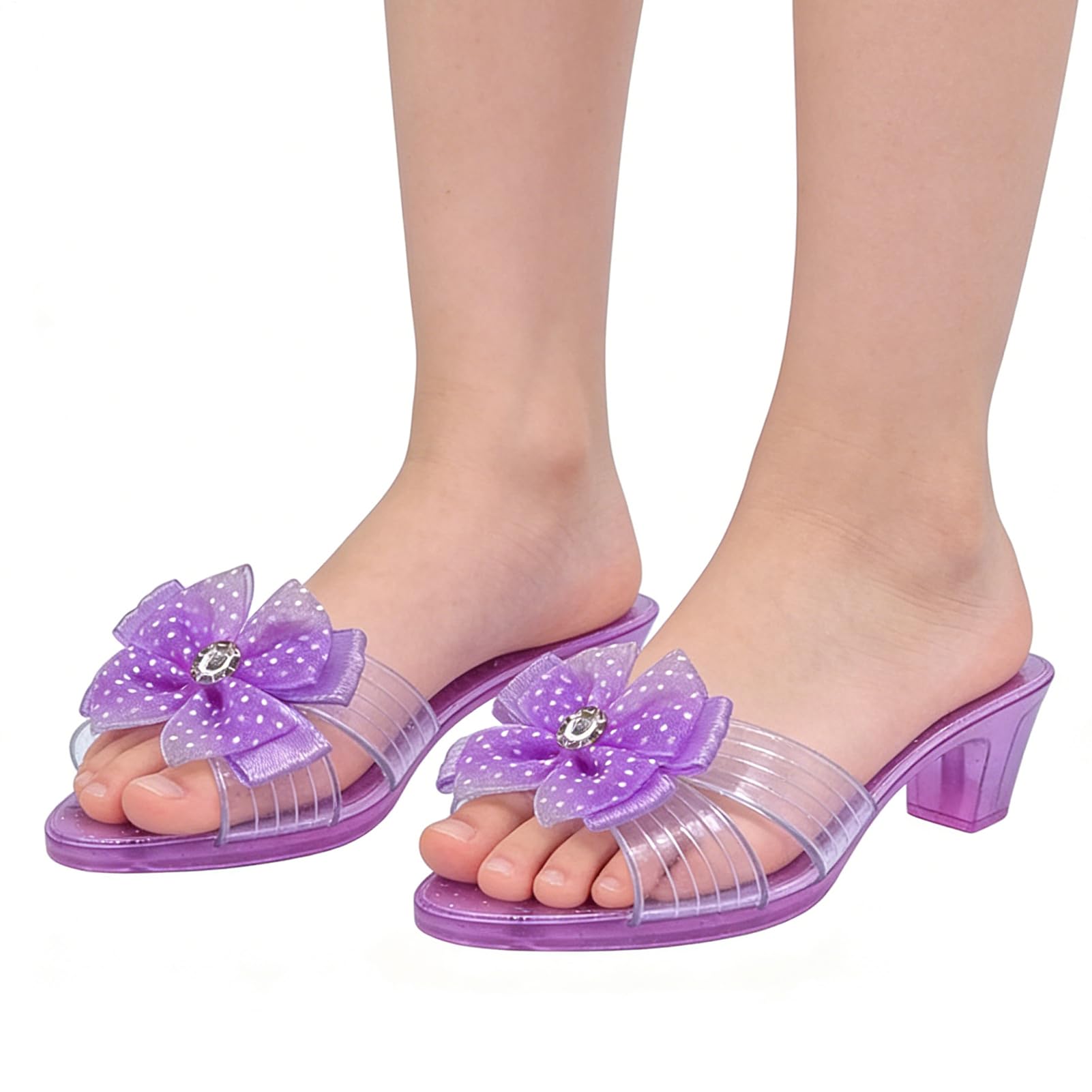 Sandali con tacco alto per bambini, accessori per costume di cristallo, sandali con fiocco, per giocare con tacchi alti per bambini, per vestire la principessa fingere di giocare a Natale