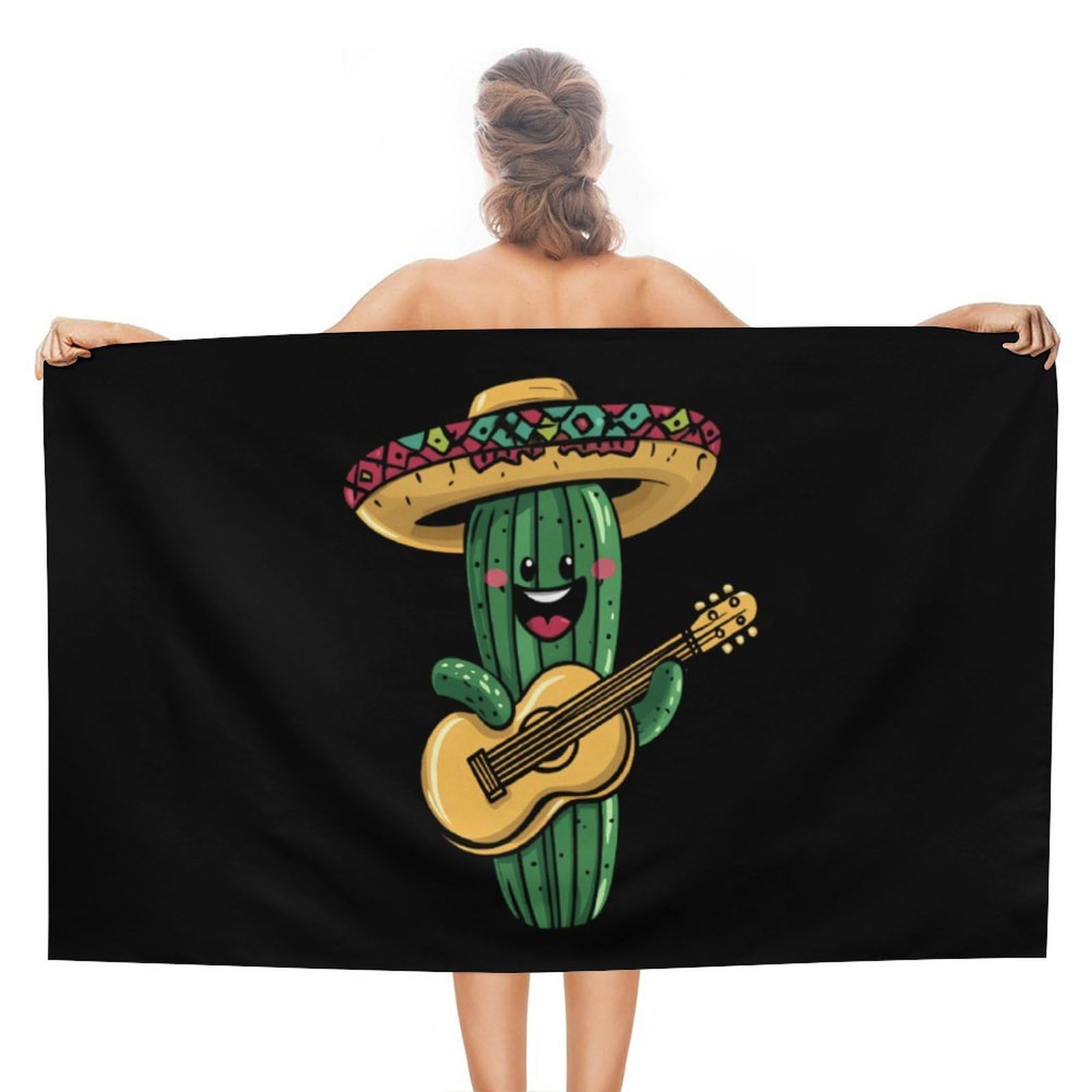 CGSBNGHA Mexico Cactus Guitar Beach Towels Soft Bathroom Bath Pool Swim Towels for Women Men