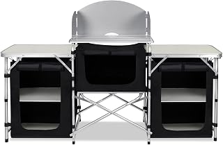 UISEBRT Folding Camping Cabinet with Aluminium Frame for Camping and Kitchen with Carry Bag