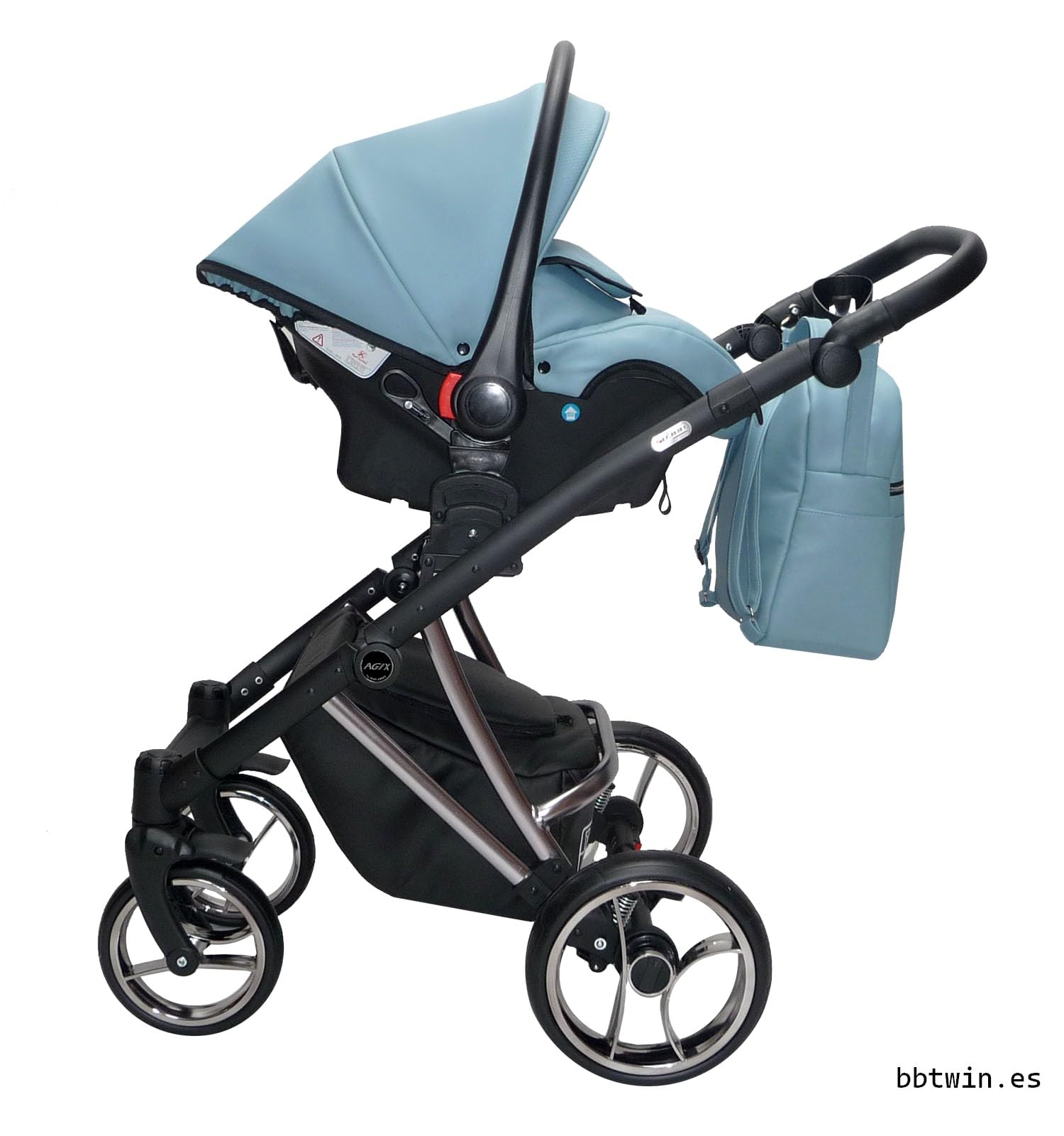 Passeggino AGIX 3in1 ecopelle i 3 pezzi e accessori. Passeggino trio Eco-pelle Sojan BBtwin (blue)