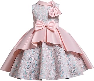 Vestido de dama de honor para niñas, vestido de satén con lazo para cumpleaños, boda, fiesta, bautizo, bautizo, vestido formal de graduación