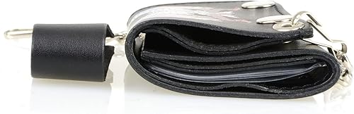 Miniatura 9 de Milwaukee Leather Billetera de cuero genuino para hombre con cadena de acero inoxidable antirrobo