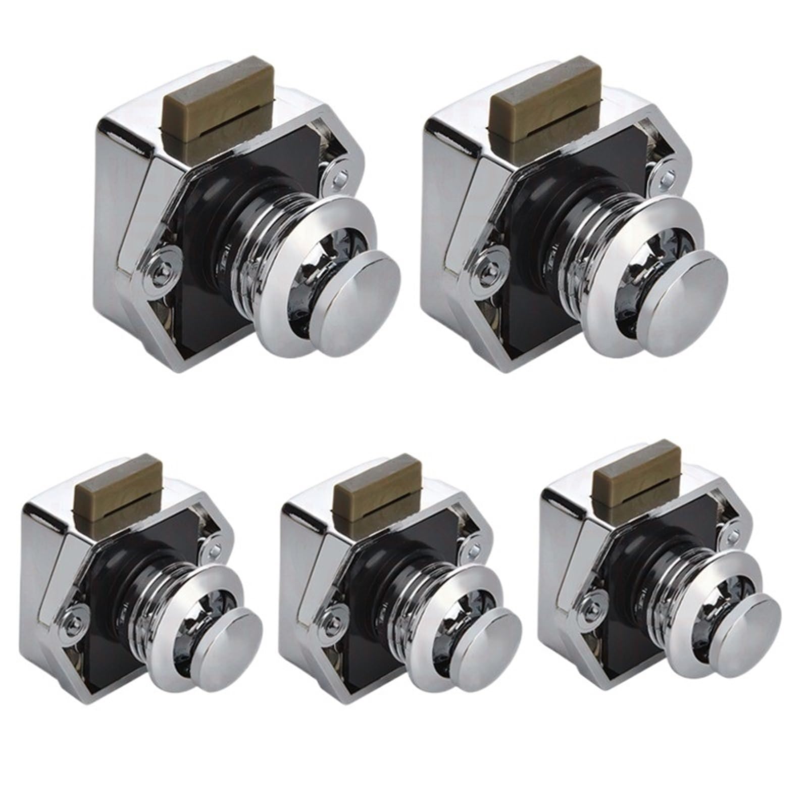 Jwvialel Small Chrome Home Cabinet Drawer Latch Button Locks Furniture Hardware 5Pcs(Small Chrome)