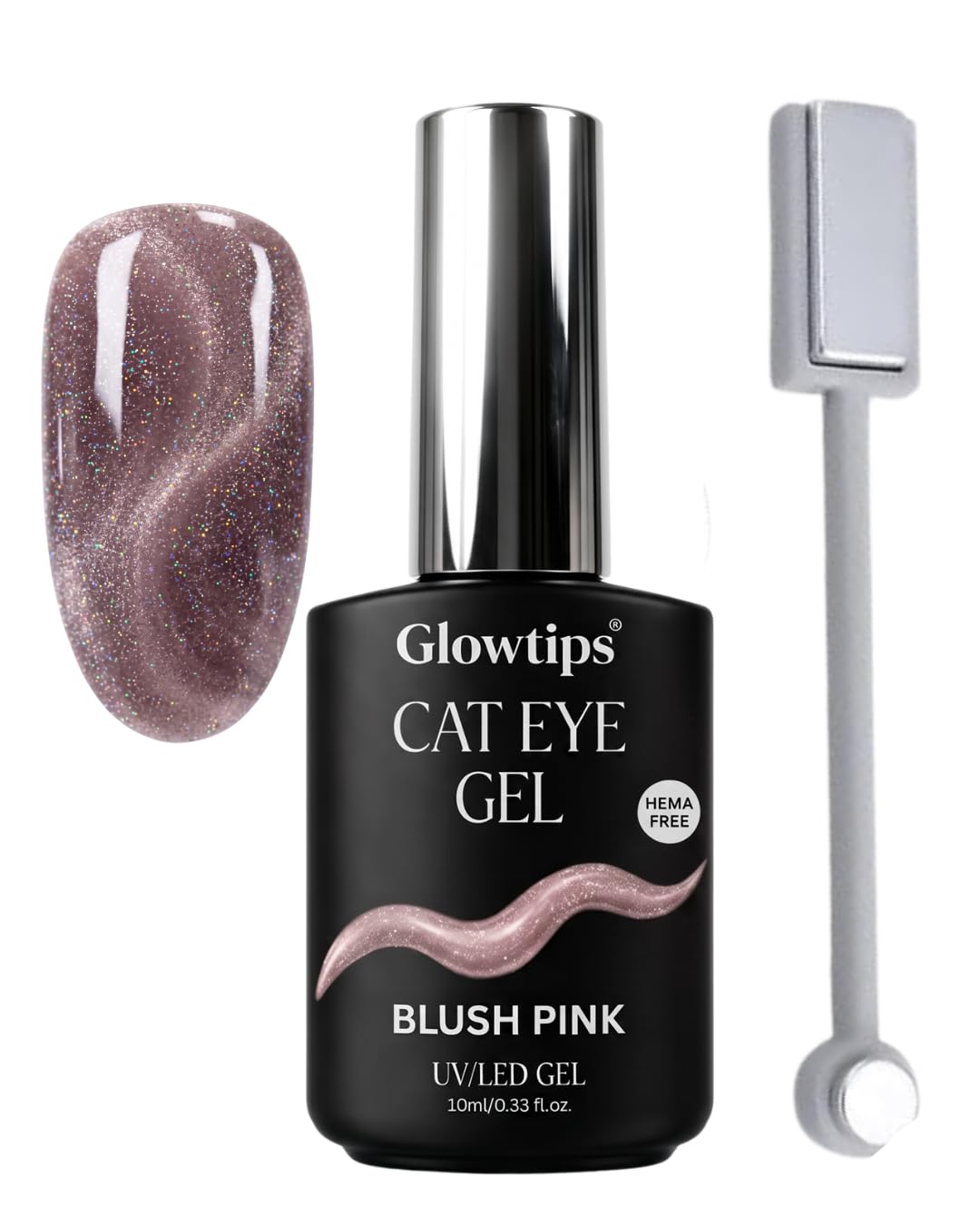 Cat Eye Gel Nail Polish 10 ML – Glitter Magnetic Gel with 3D Shimmering Effect – UV/LED Soak Off Gel for Nail Art & DIY Manicure at Home (Blush Pink -11)