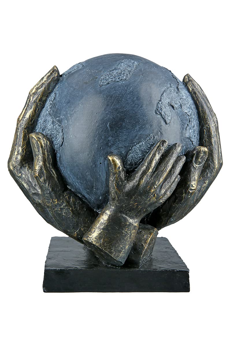 Casablanca Skulptur Save the World, Deko Figur Bronze, Grau, Kunstharz Statue Wohnzimmer, Büro Dekoration H. 19 cm x B. 18 cm - Moderne Skulpturen