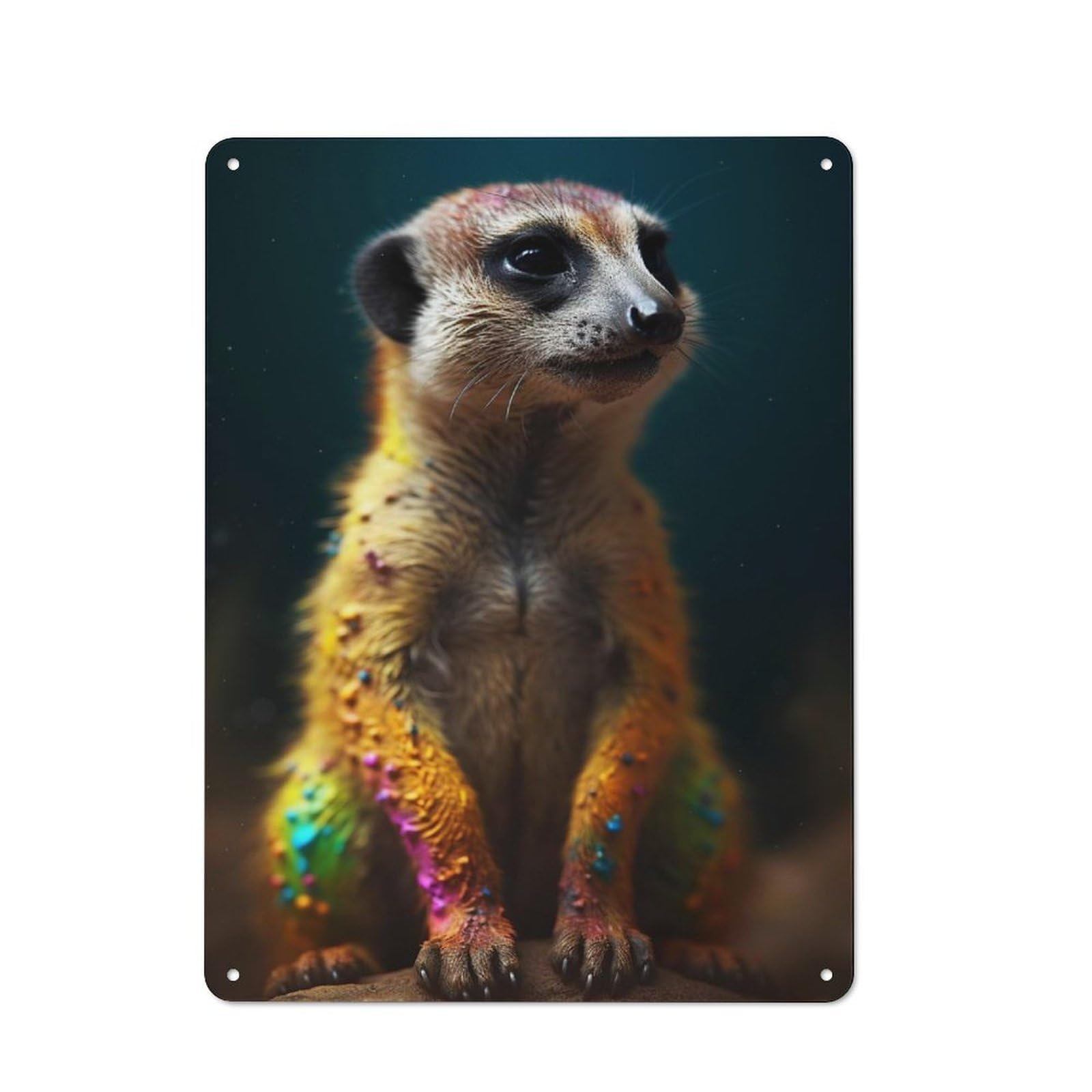 Junmoney Style-4 Colorful Meerkat Rustic Tin Sign 40X30cm For Café Or Home Bar, Suited To Hospitality Decor Collectors