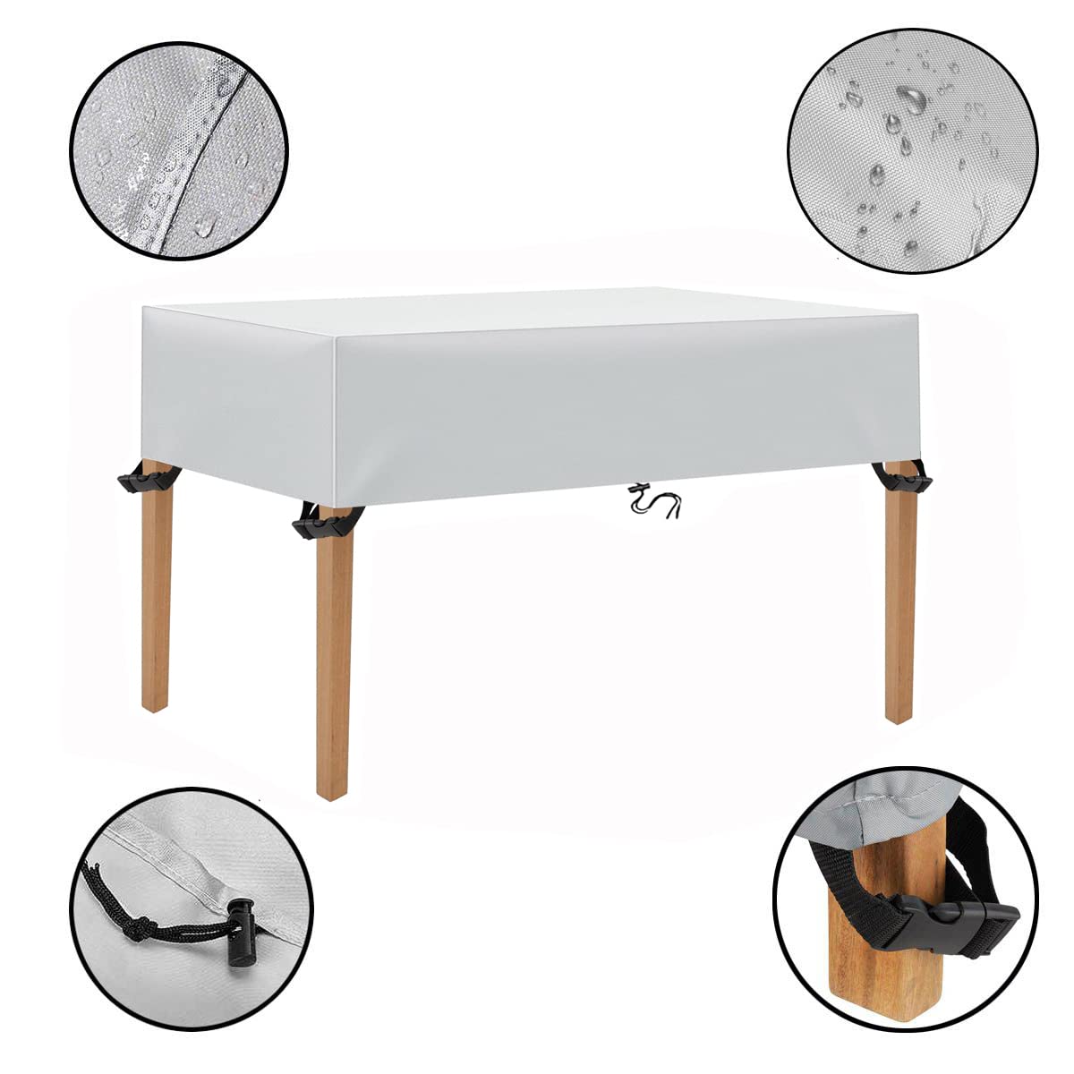 Copertura Tavolo Giardino 200x120x15cm 600D Oxford Impermeabile Anti-UV Antivento
