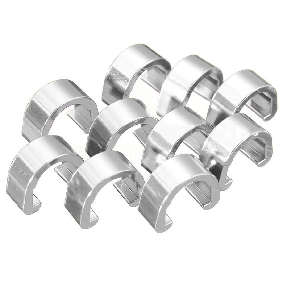 10 PCS Hook Clips C Housing Hose Buckle, Aluminum Alloy Metal C-Clips Buckle Mountain Bike Bicycles Brake Cable Hose C-Clips, Silver