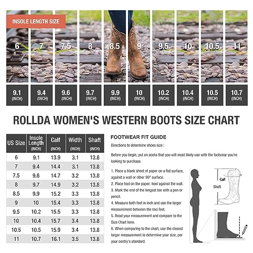 Image of HISEA Rollda Cowboy Boots for Women, Cowgirl Boots, Comfortable Western Boots with Pointed Toe Stitched Embroidery for Country Concert Dancing Wedding Traveling Daily Outfits