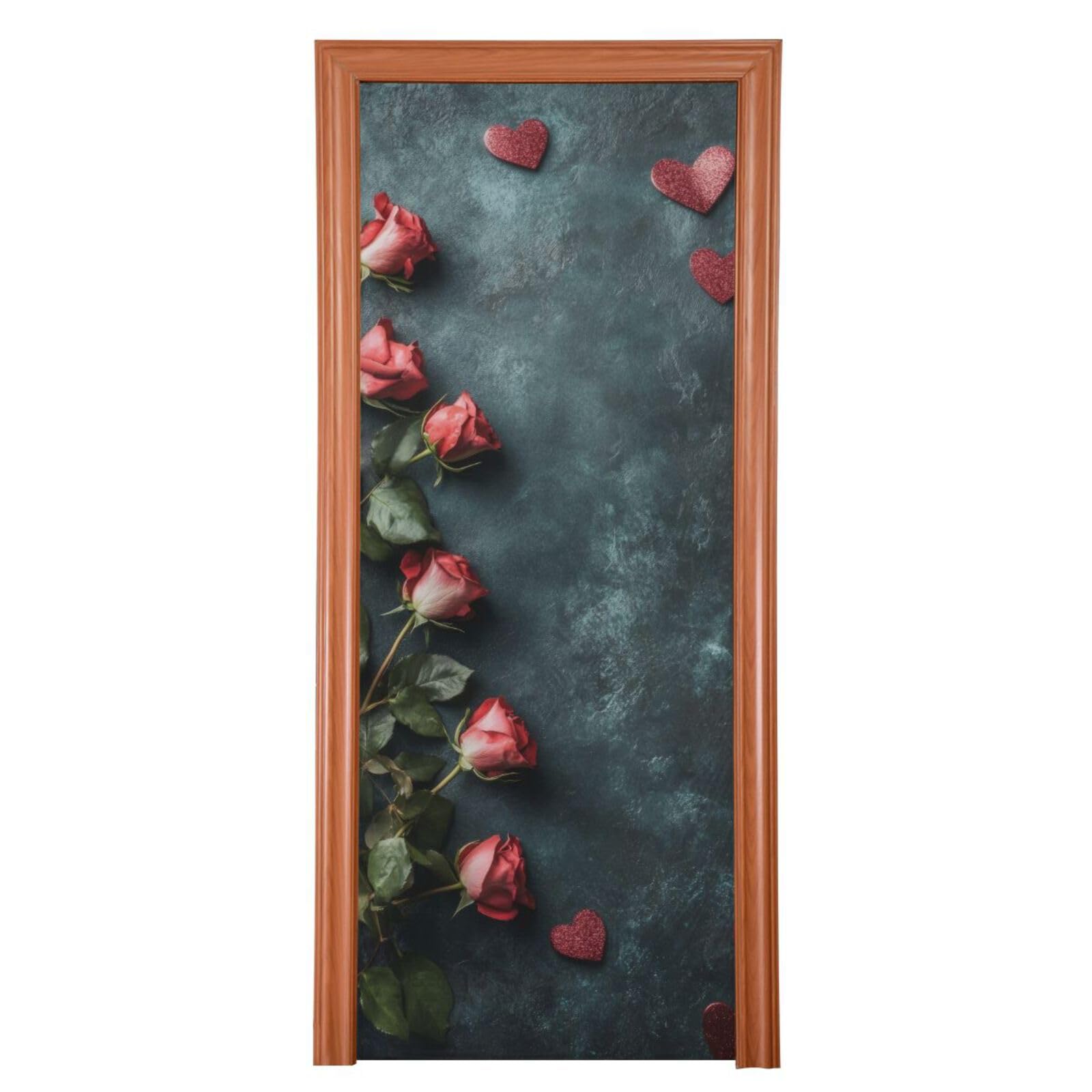 FLildon Vintage Roses Valentine's Day Door Cover Decoration, Party Accessory Porch Decor for Festive Ornament Room Door Covers 36 x 98 Inch