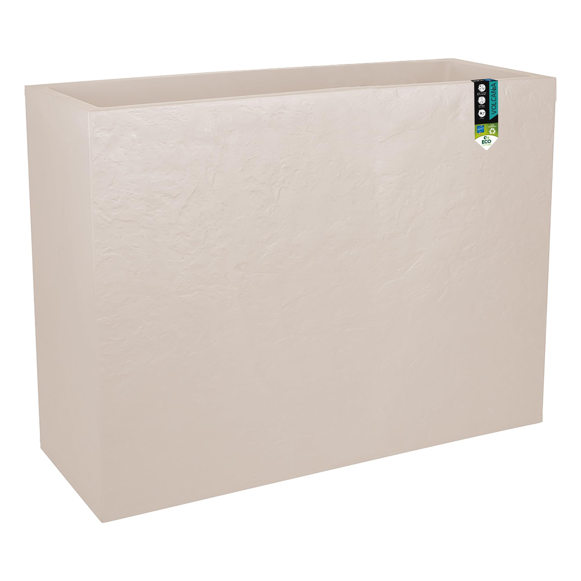 EDA – Muret Loft XL Volcania 63 L – Decoración imitación Piedra – Doble Pared – Zona de retención de Agua – 99 x 29 x 78 cm – Beige Piedra