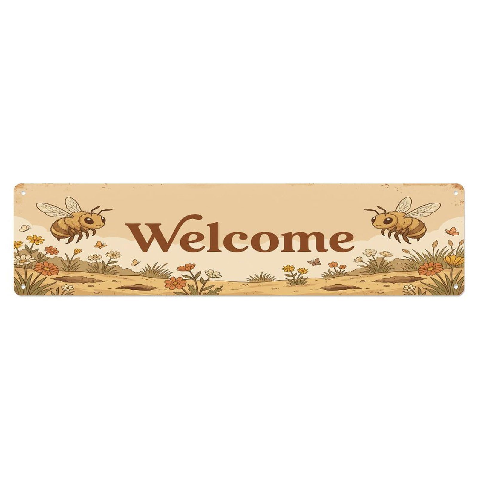 Vintage Welcome Mining Bee Ground Metal Tin Sign
