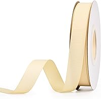 Vista 97 de Rollo de cinta de grogrén sólido YAMA de 5/8 pulgadas - 25 yardas para cintas de envolver regalos, blanco