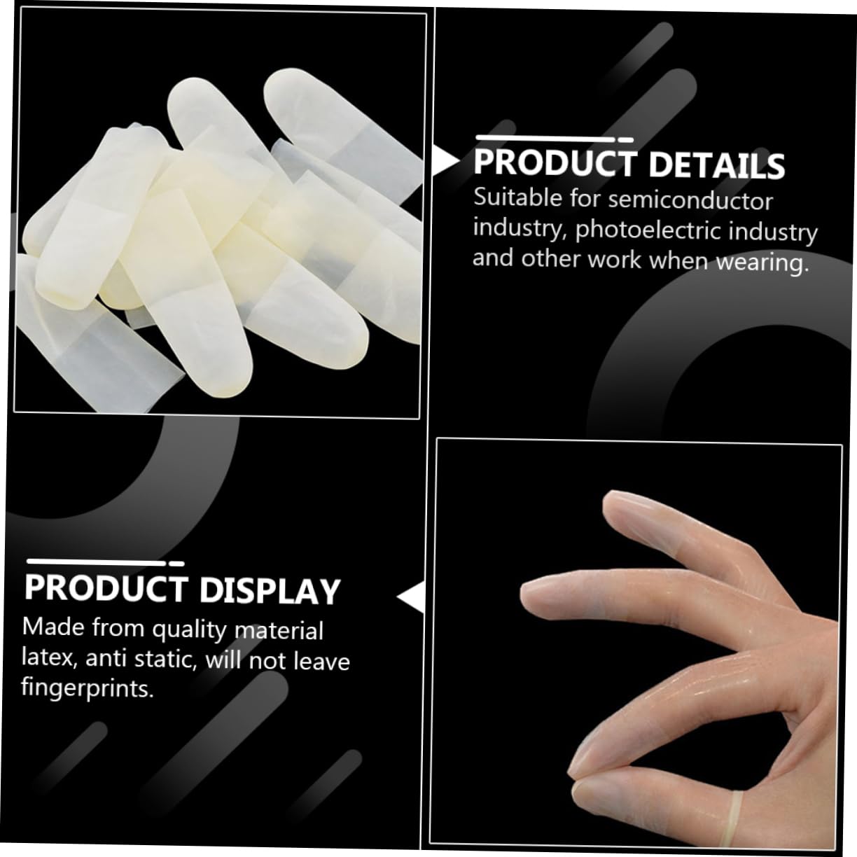 BCOATH 2sets Finger Tip Covers Anti-Static Feature Latex Fingercots for Semiconductor Industry Disposable Finger Glove for Protection Comfortable for Long Use 150pcs*2