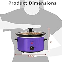 Vista 6 de Olla de cocción lenta eléctrica ovalada de 2 cuartos de galón, temperatura ajustable, entradas, salsas, guisos y salsas, tapa de vidrio apta