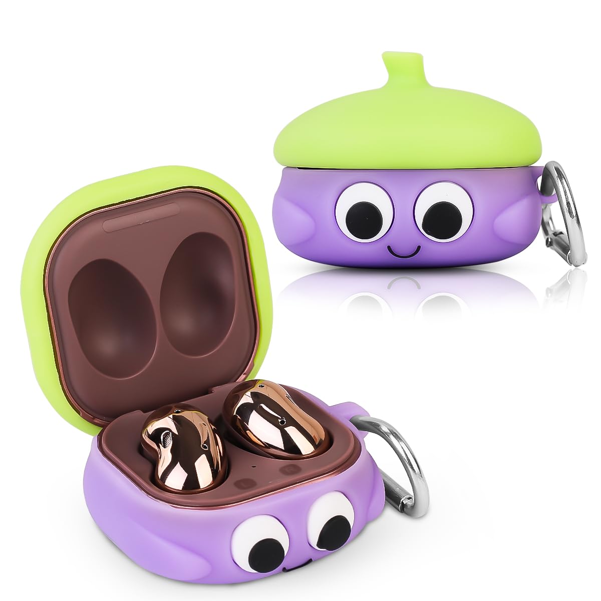 Silikonowe etui do Samsung Galaxy Buds FE (2023), Buds2 Pro (2022), 2 (2021), Live (2020), etui 3D z postacią z kreskówki, z brelokiem, przenośne, chroniące bezprzewodowe słuchawki douszne