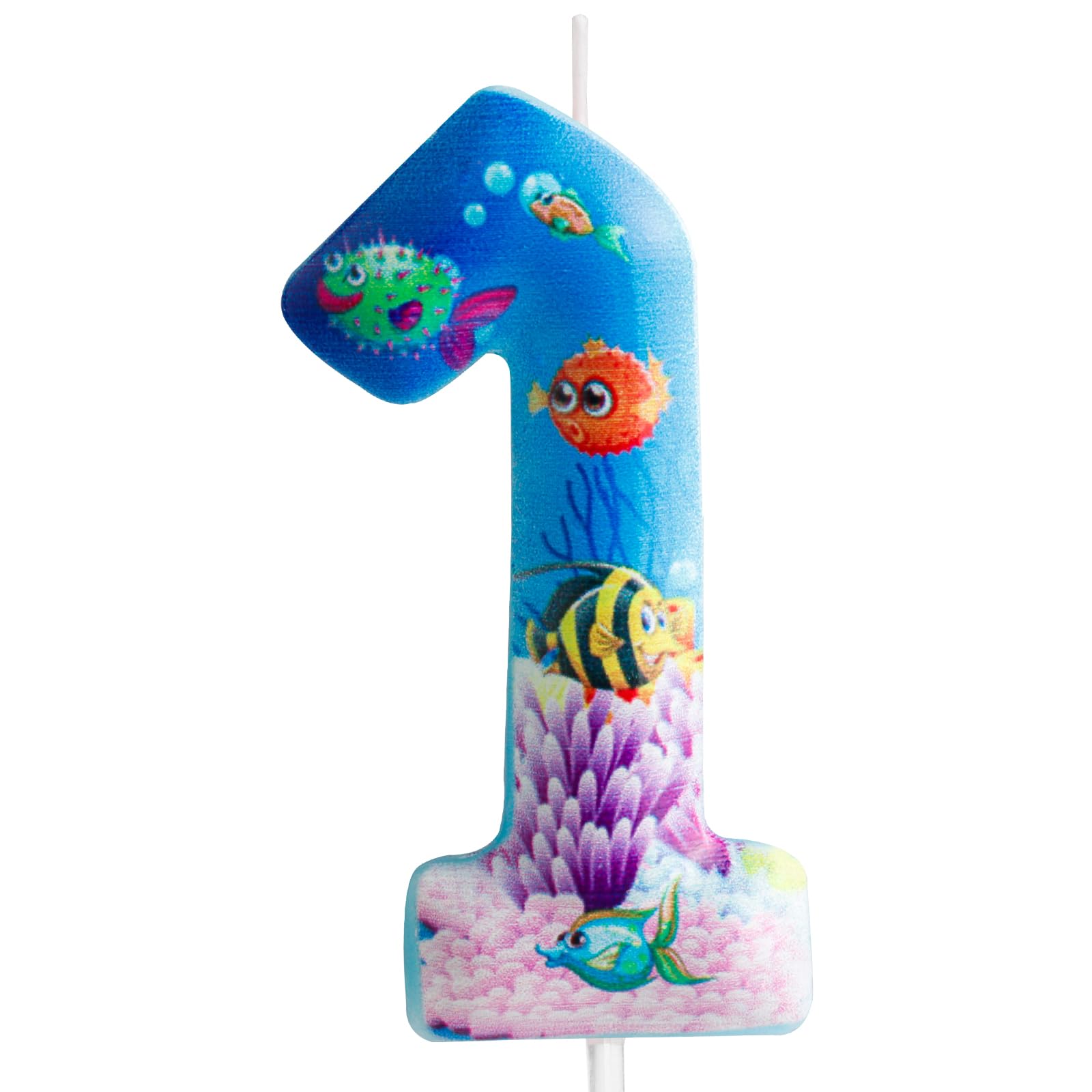 Sea World Birthday Candles Number 1 Blue Sea World Theme 1st Birthday Party for Girl Boy Birthday Cake Topper Graduation Celebration Anniversary Decorations