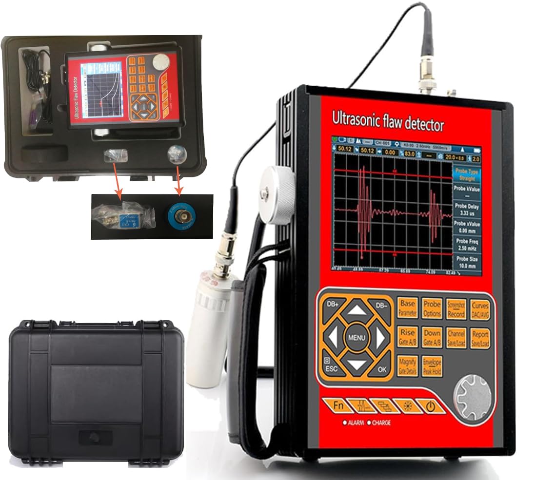 Ultrasonic Flaw Detection Portable Ultrasonic Flaw Detector NDT Meter with Test Range 0 to 15000mm Frequency 20-2000Hz Velocity 1000 to 20000m/s 15G Large Data Storage