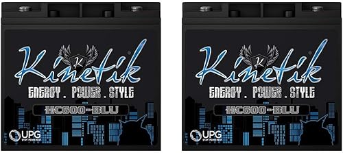Kinetik HC600 - Batería de audio para automóvil de 600 vatios + hardware de terminal, paquete de 2