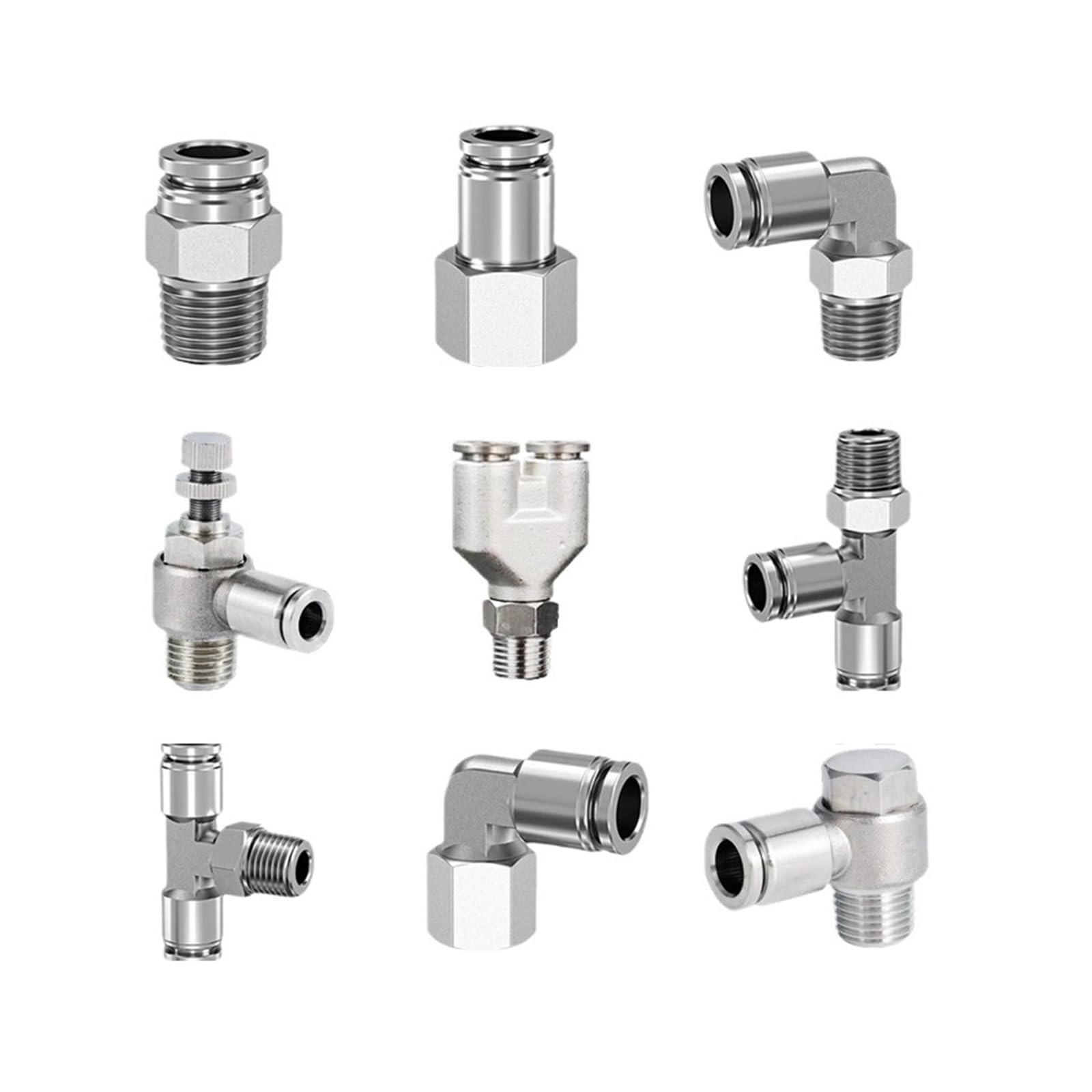 1 pz Connettore Aria Pneumatica Raccordo in acciaio inossidabile 304 PC/PCF/PL/PB/SL/PLF 4mm 6mm 8mm 10mm 12mm Filettatura 1/4' 1/8' 3/8' 1/2'(8-03,PX)