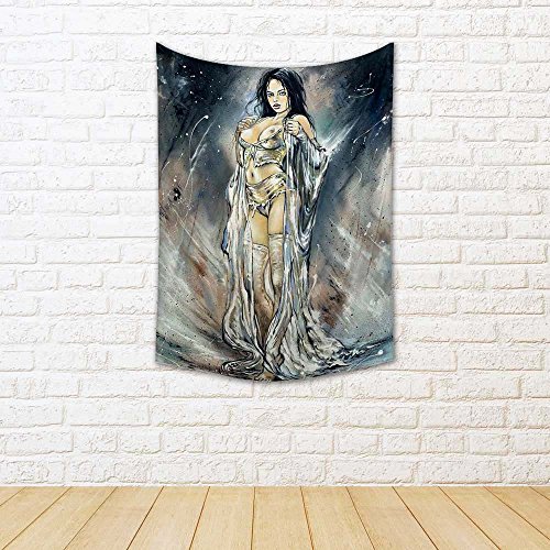 Image of ArtzFolio The Girl Vampire Canvas Fabric Painting Tapestry | Wall Art Hanging 24.2 x 34.2 inch (61 x 87 cms)