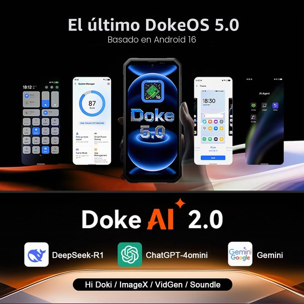 OSCALMarine 3 Movil Irrompible 2026, 24GB+256GB/2TB Teléfono Móvil Resistente IP68, 5000mAh, Android 15, 6.56" HD+ 90Hz, 16MP+13MP Cámara AI Smartphone Todoterreno, 4G/NFC/GPS/OTG/Gemini AI, Blanco