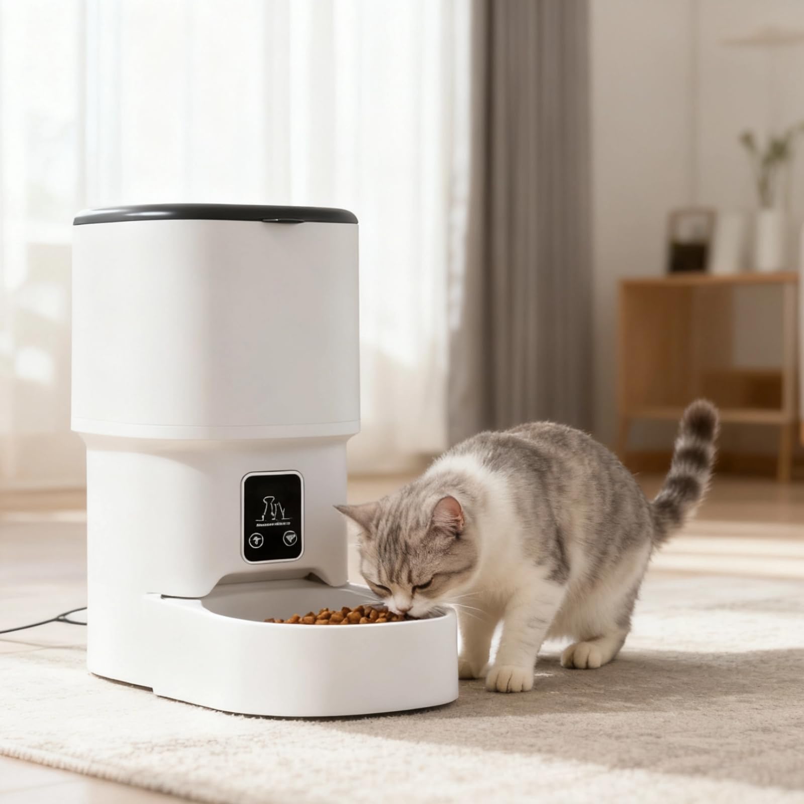 Comedero automático para gatos, dispensador de alimentos para mascotas, 4 litros, botón de presión, sincronización y comidas cuantitativas, funciona con pilas, fácil de limpiar para gatos, perros